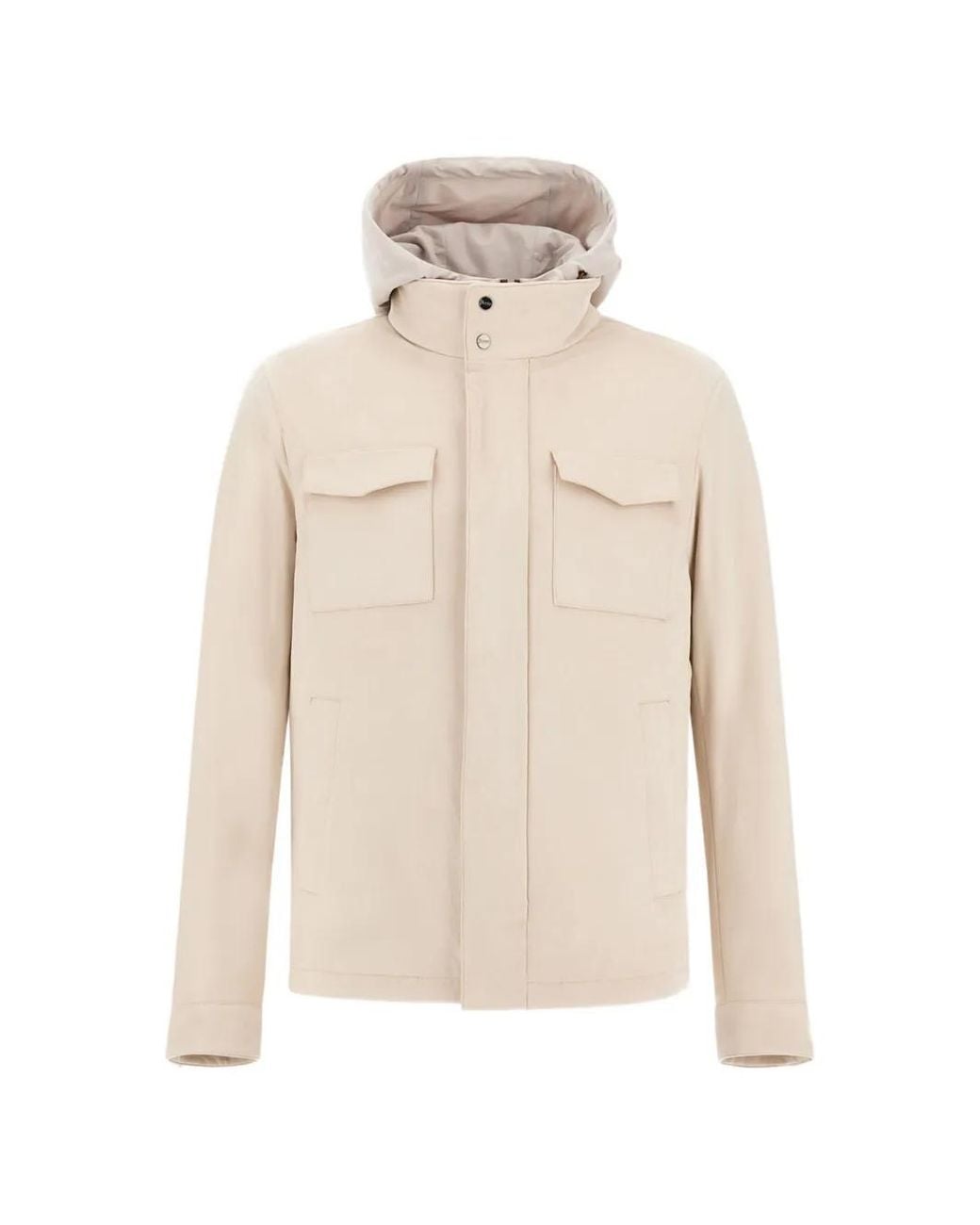 Herno Natural Suede-Effect Hooded Jacket for men