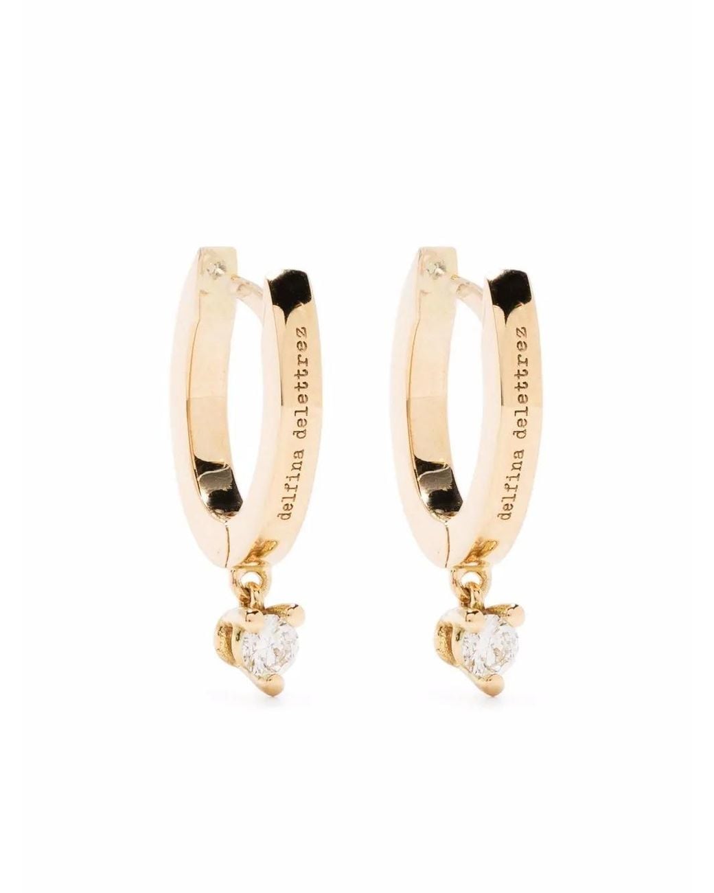 Delfina Delettrez Natural 18Kt Huggie Hoop Diamond Drop Earrings