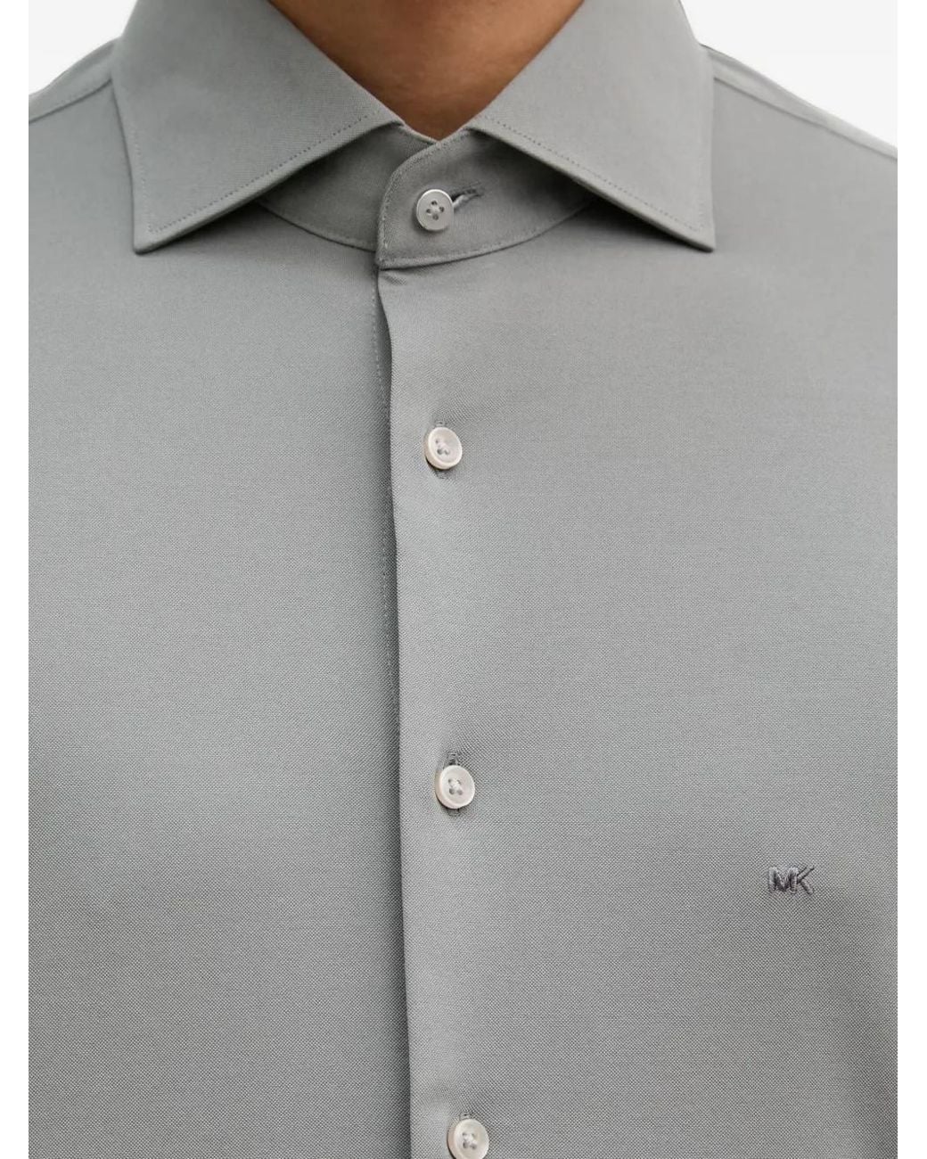 Michael Kors Gray Logo-Embroidered Long-Sleeve Shirt for men