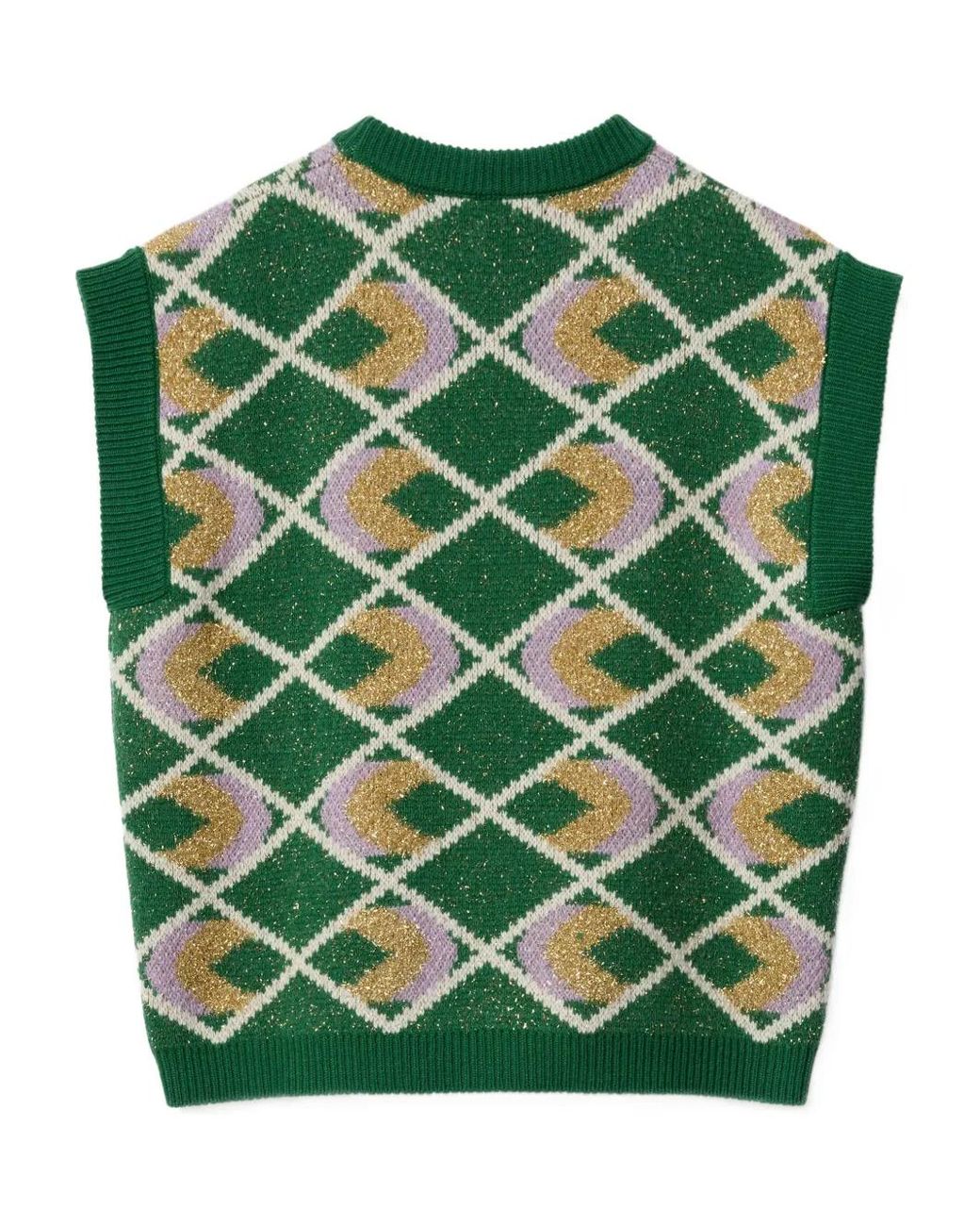 LaDoubleJ Green Half-Light Argyle Top