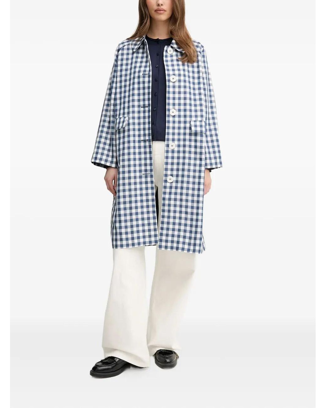 Benetton Blue Gingham-Check Coat