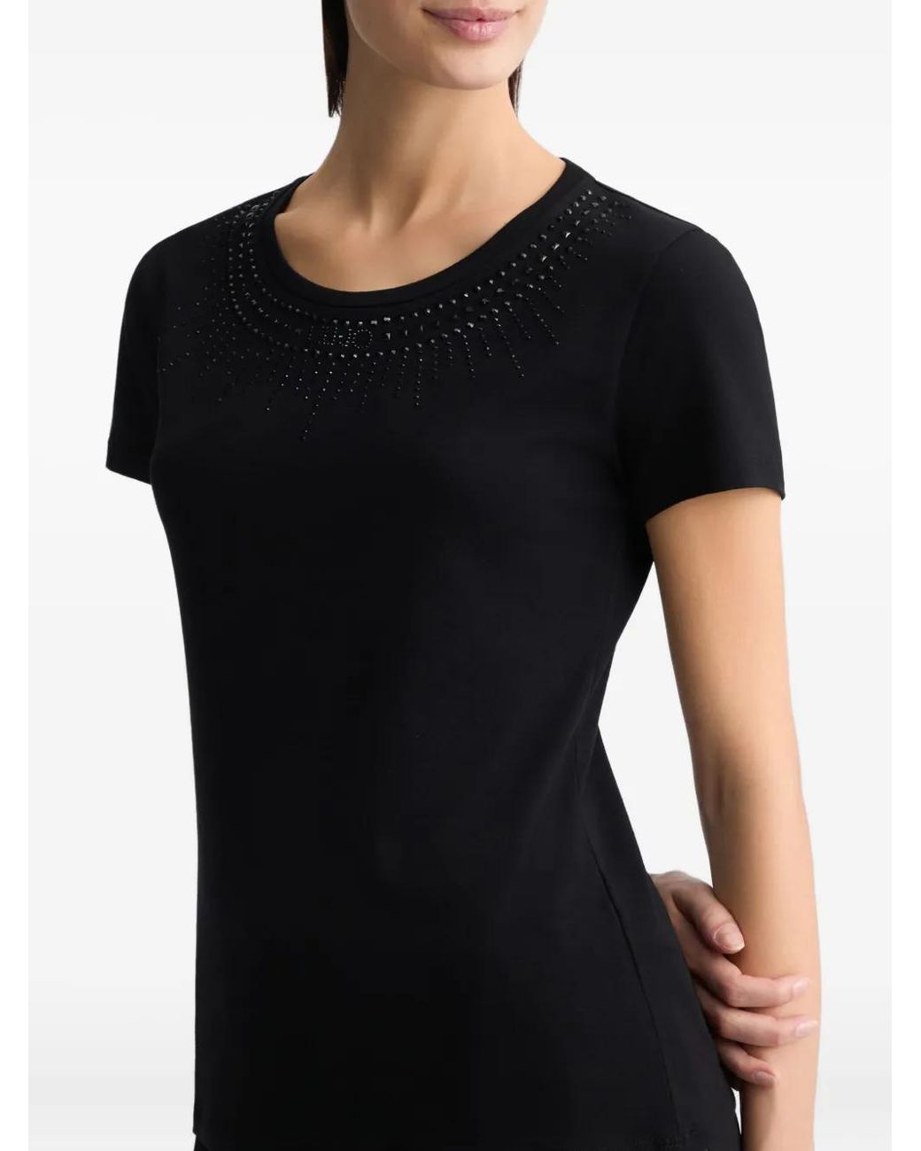 Liu Jo Black Embellished Crew-Neck T-Shirt