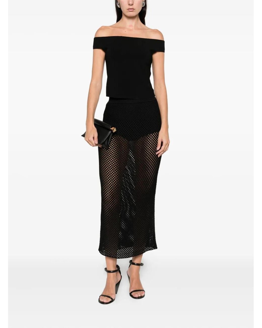 Jonathan Simkhai Black Dalton Off Shoulder Top