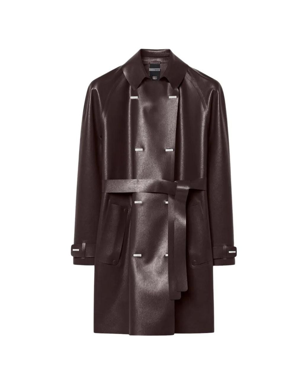 Rrd Brown Double-Breasted Faux-Leather Coat