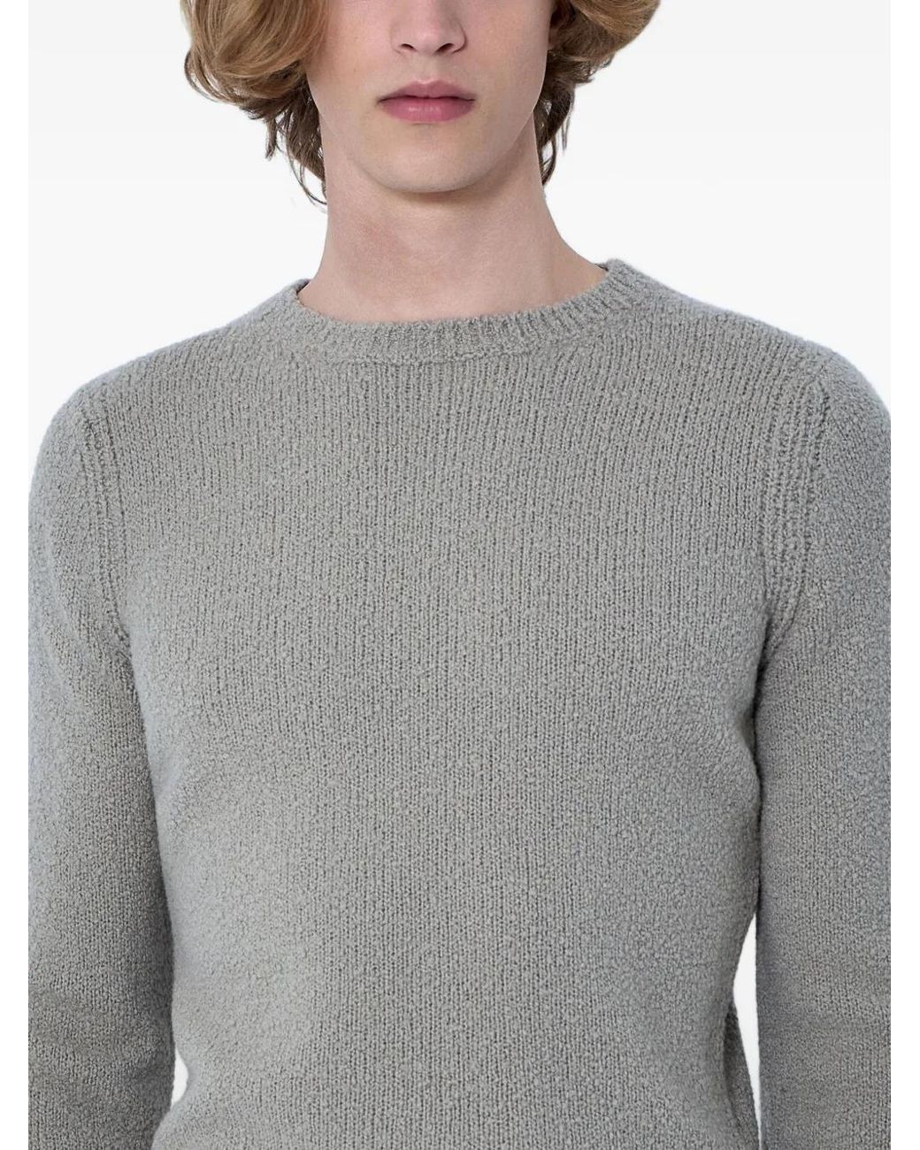 Rier Gray Boucle-Knit Wool Sweater for men