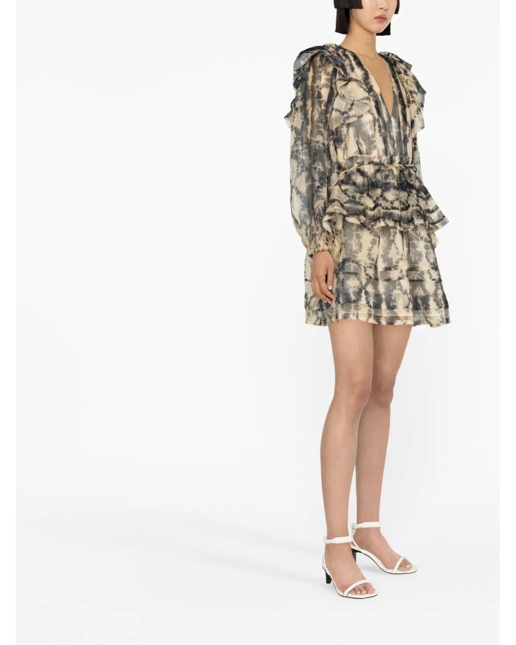 Ulla Johnson Natural Adelaide Abstract-Print Silk Minidress