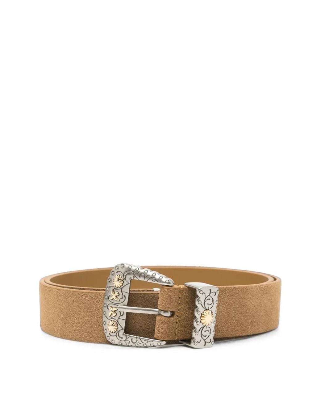 Pinko Natural Engraved-Detail Suede Belt