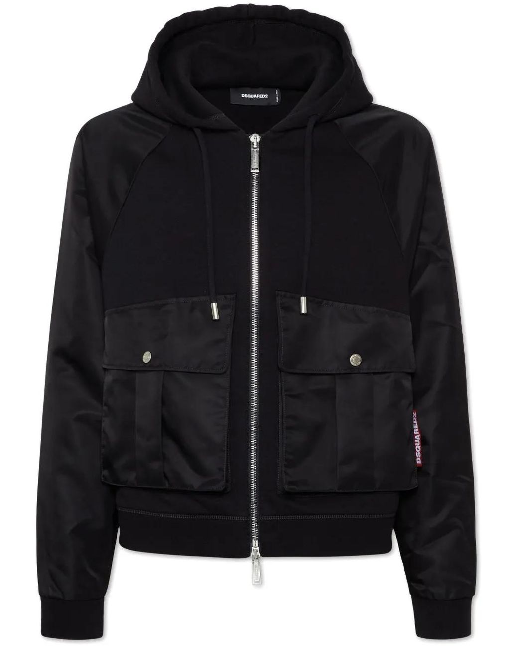 DSquared² Black Zip-Up Cotton Hoodie for men