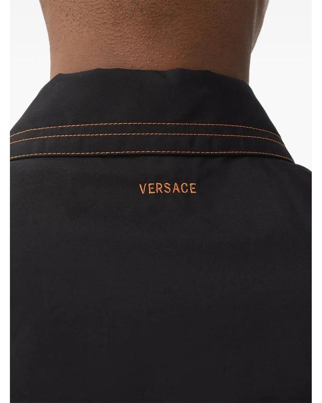 Versace Black Cotton Poplin Loose Shirt for men