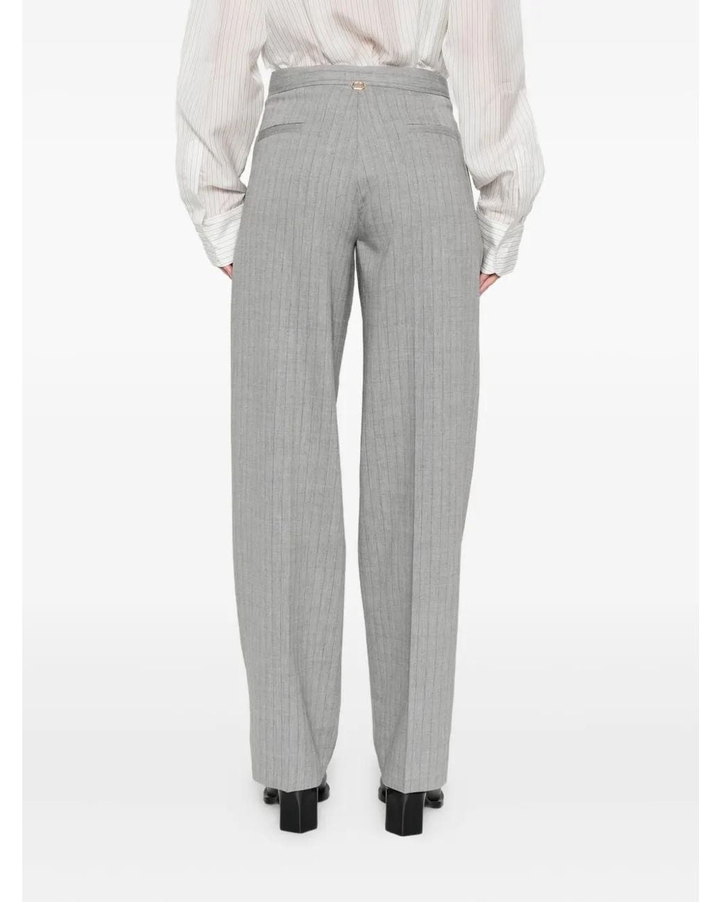 Twinset Gray Pinstriped Pleated Trousers