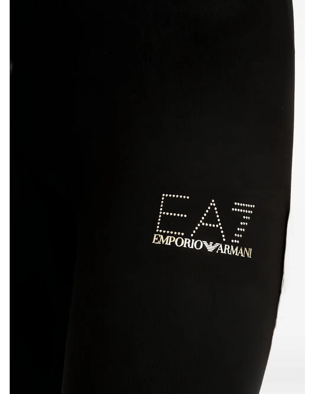 EA7 Black Logo-Detail Leggings