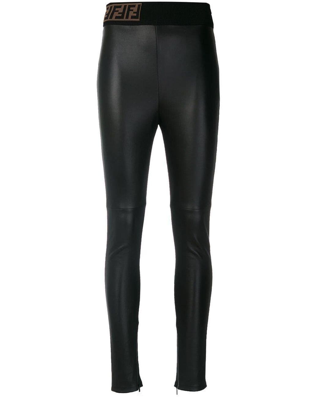 Fendi Leather Ff Motif Skinny-fit Biker leggings in Black - Save 50% - Lyst