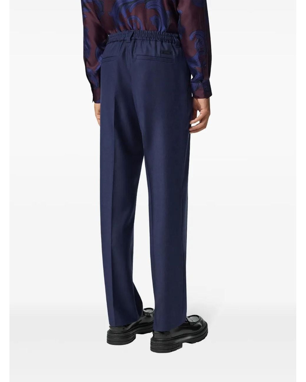 Versace Blue Pantalon En Laine for men