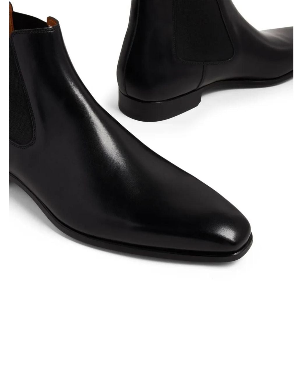 Magnanni Shoes Black Shaw Leather Boots for men