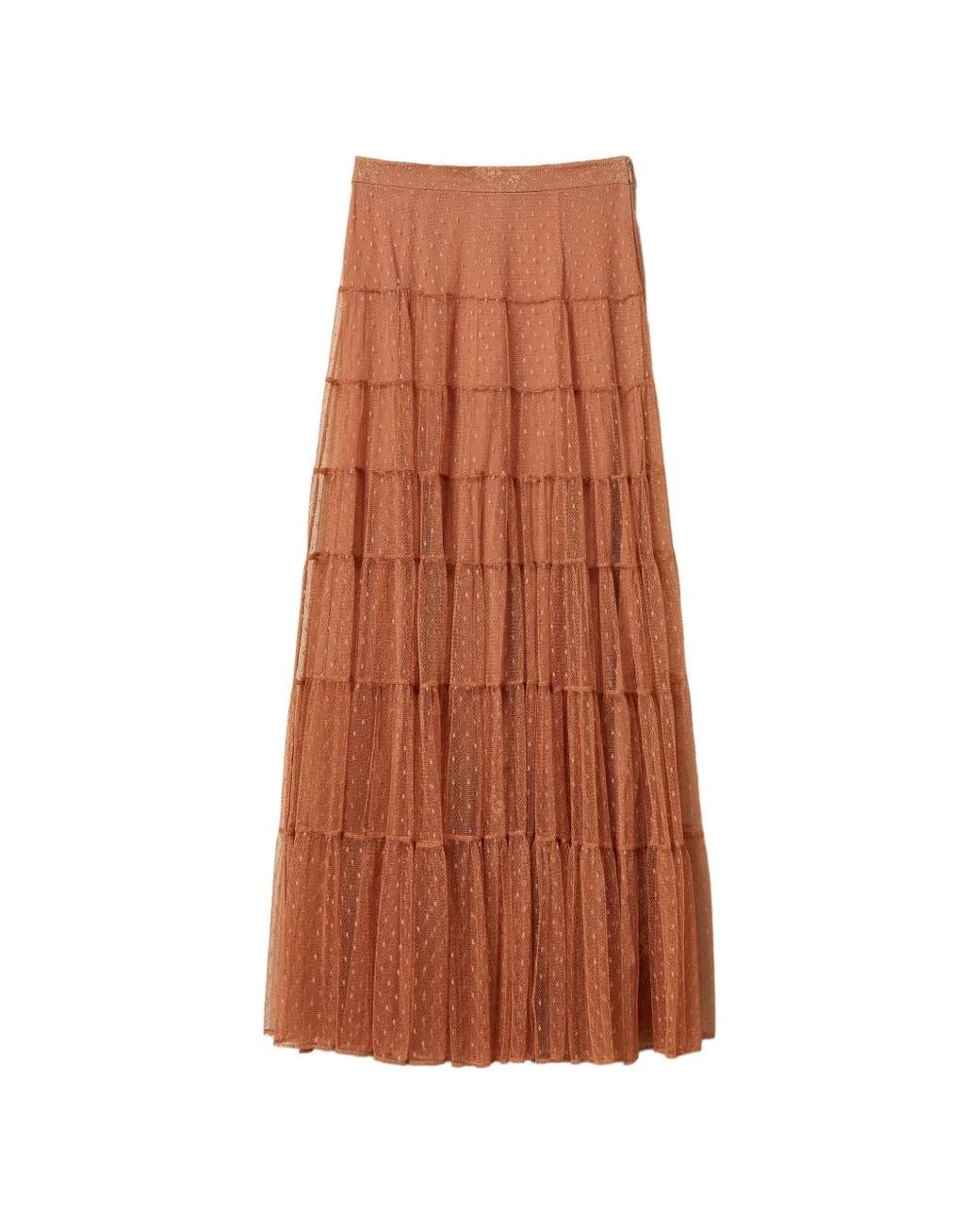Twinset Orange Long Plumetis Tulle Skirt