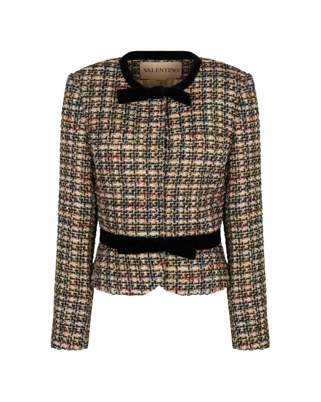 Valentino Garavani Green Bow-Belt Tweed Jacket