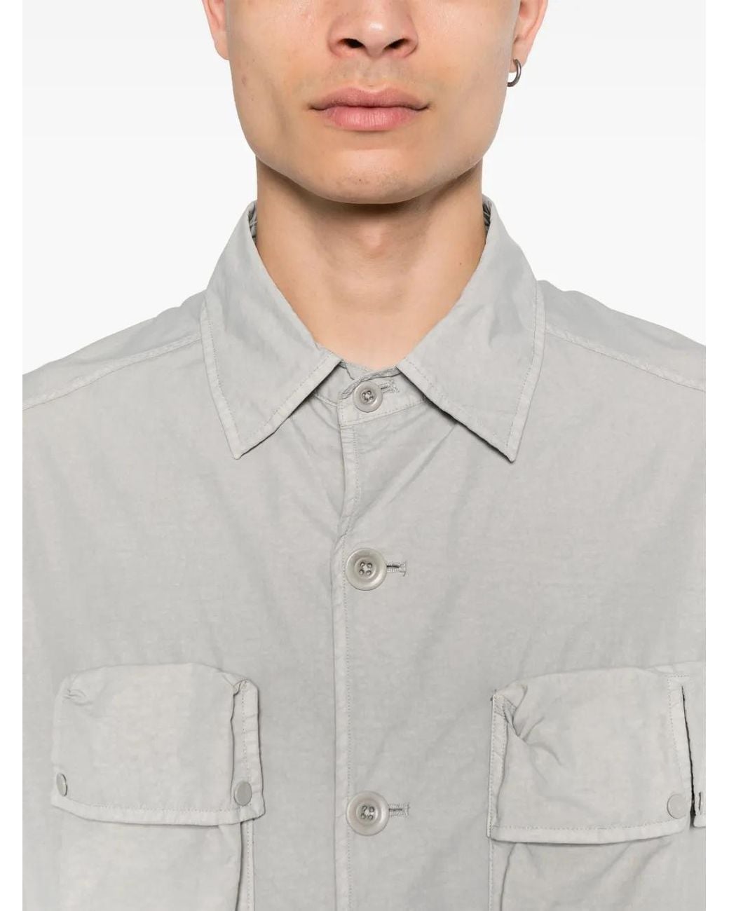C P Company Gray Flatt Cargo Shirt Jacket for men