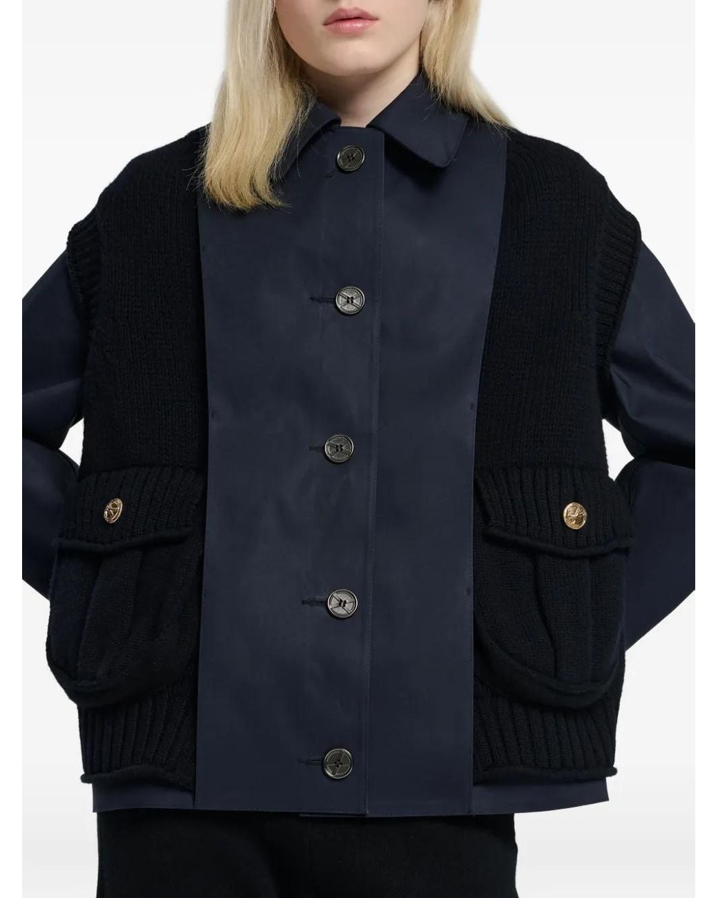Barrie Blue Cashmere-Paneled Cotton Raincoat