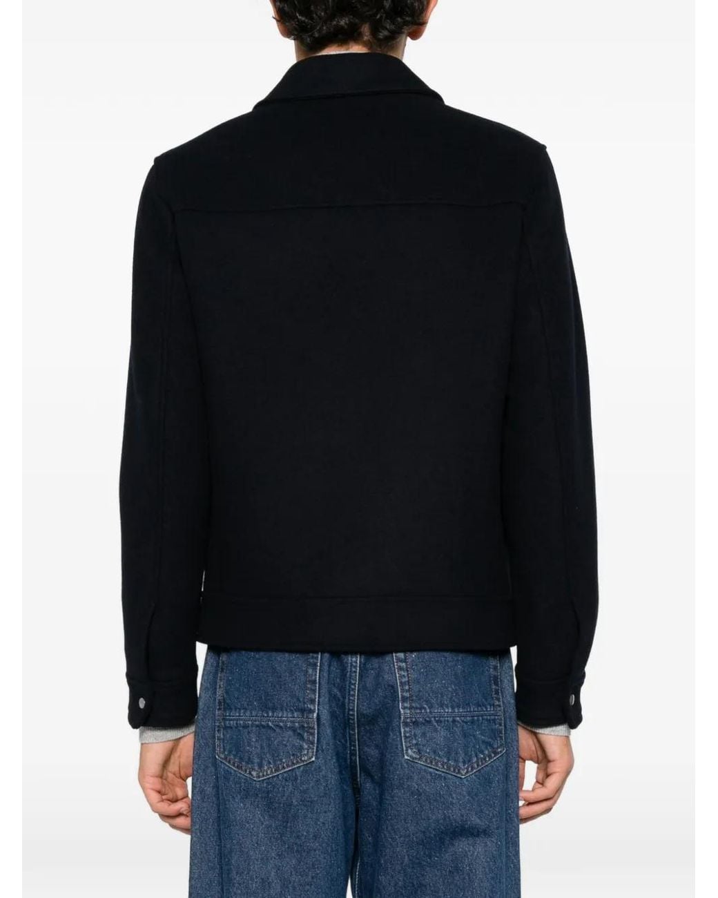 Manuel Ritz Black Zip-Up Wool-Blend Jacket for men