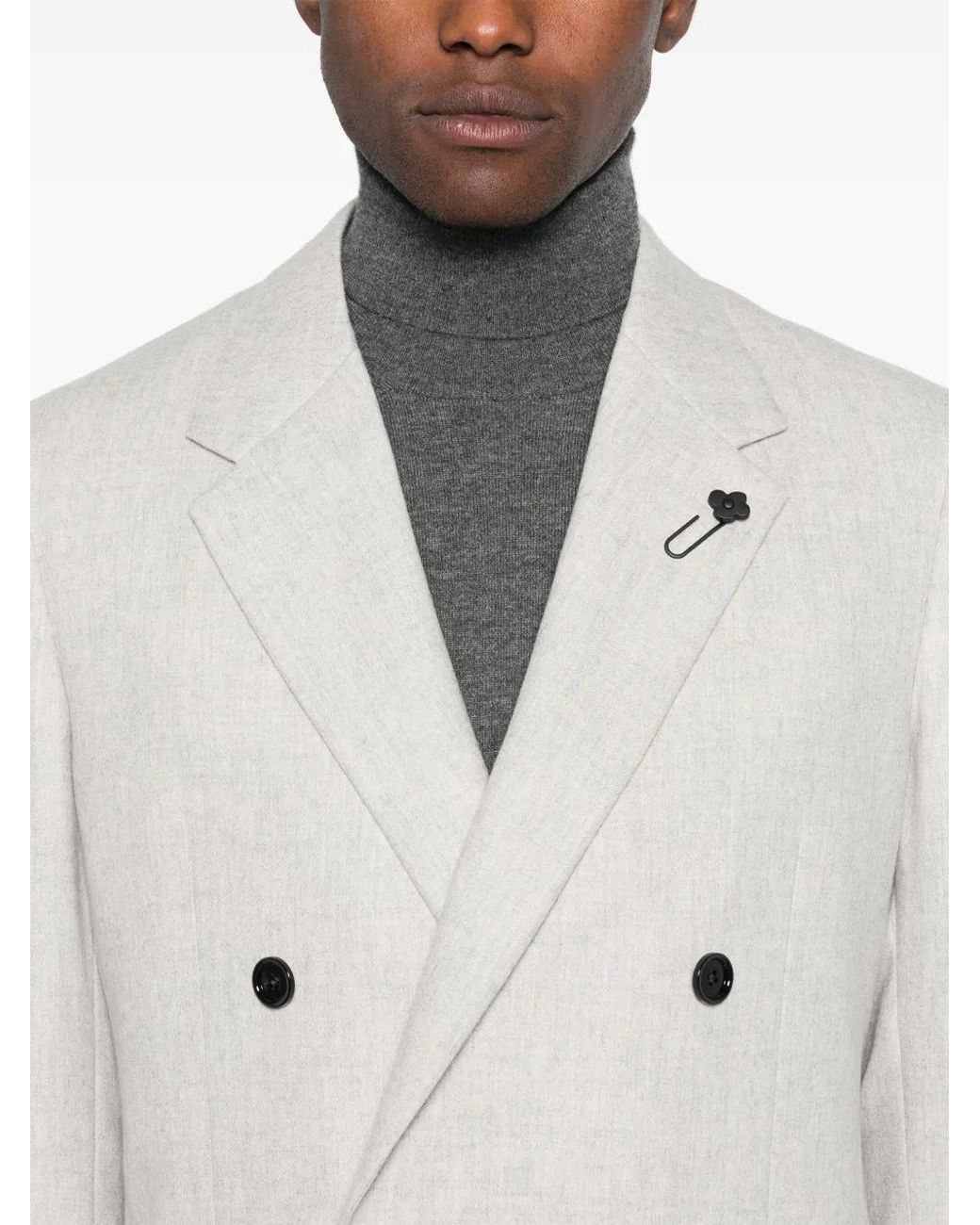 Lardini White Logo-Brooch Suit for men