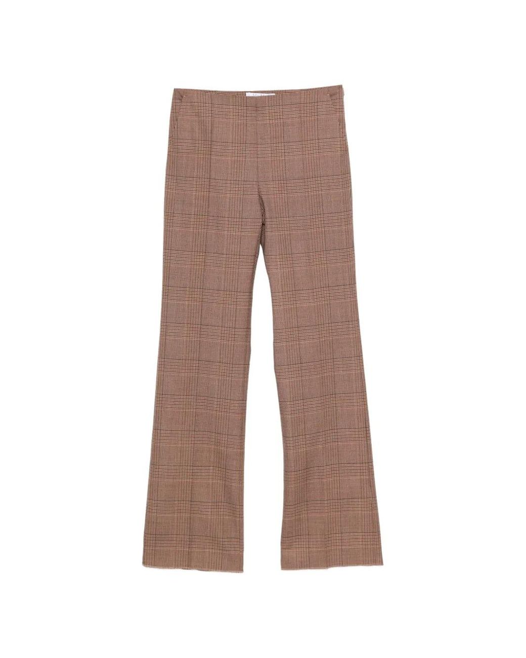 Max Mara Brown Pantalon À Motif Prince De Galles