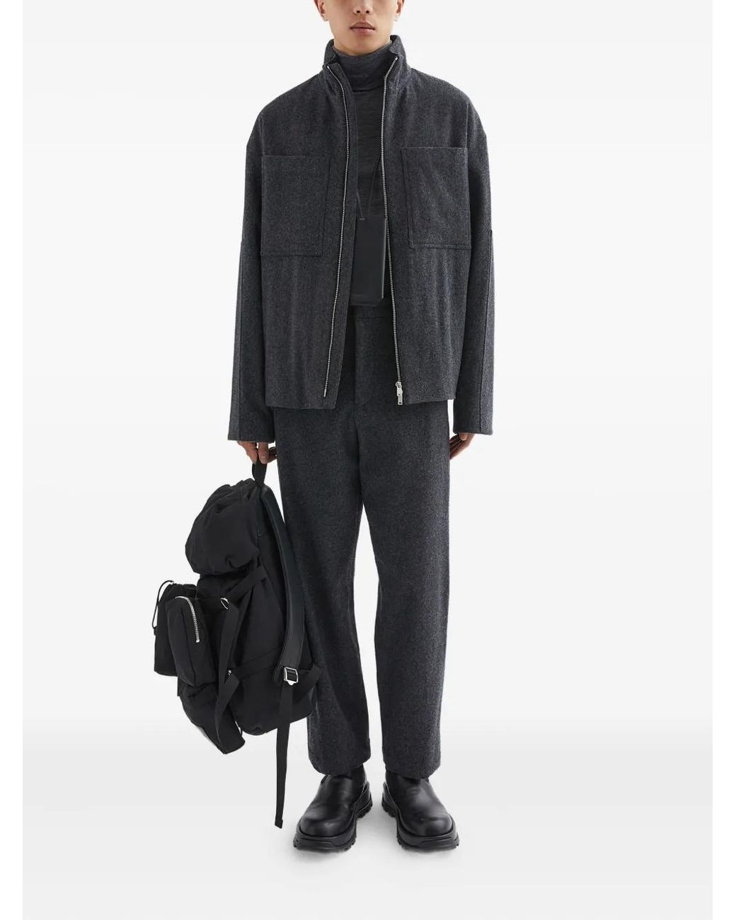Jil Sander Black Felted Jacket for men
