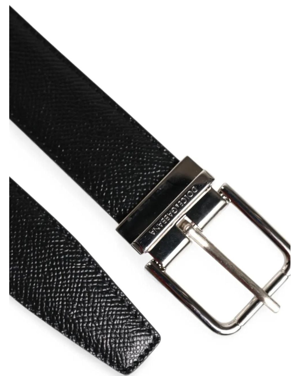 Dolce & Gabbana White Textured-Leather Buckle Belt for men