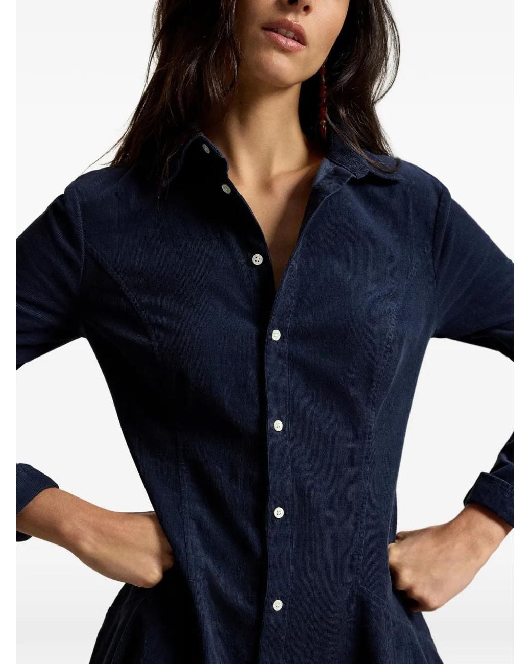 Polo Ralph Lauren Blue Tyler Corduroy Shirt Dress