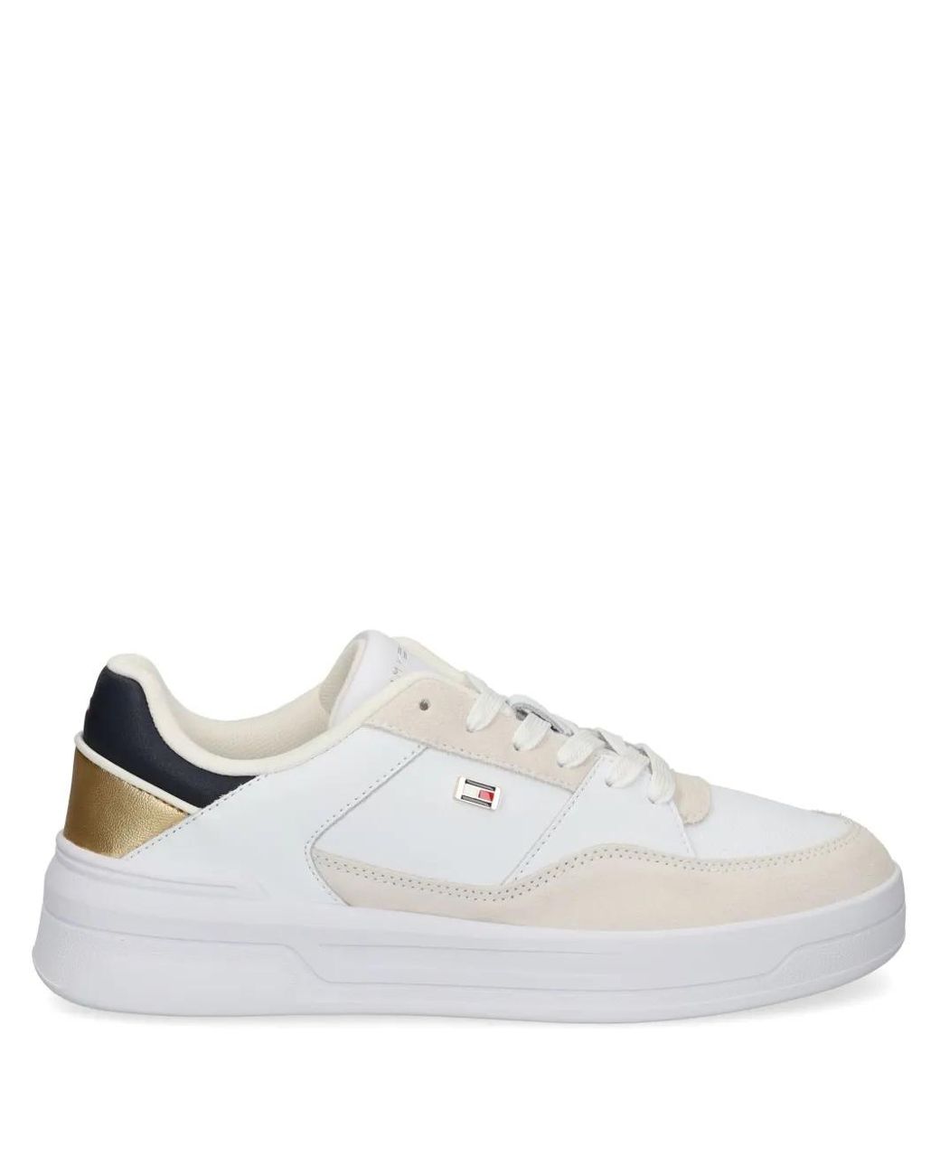 Tommy Hilfiger White Logo-Embroidered Sneakers