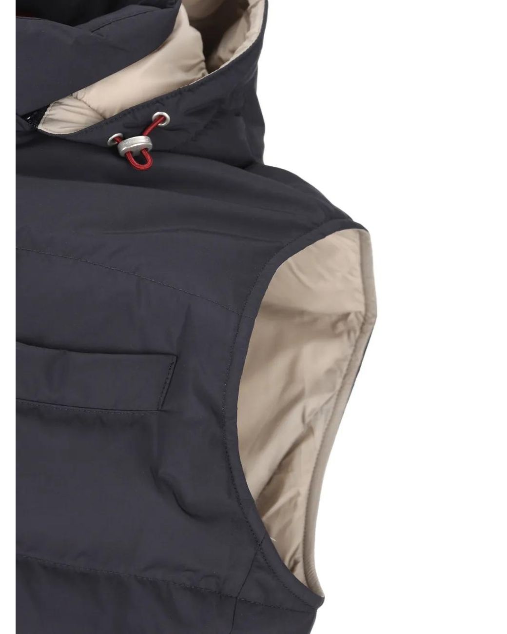 Brunello Cucinelli Blue Hooded Padded Gilet for men