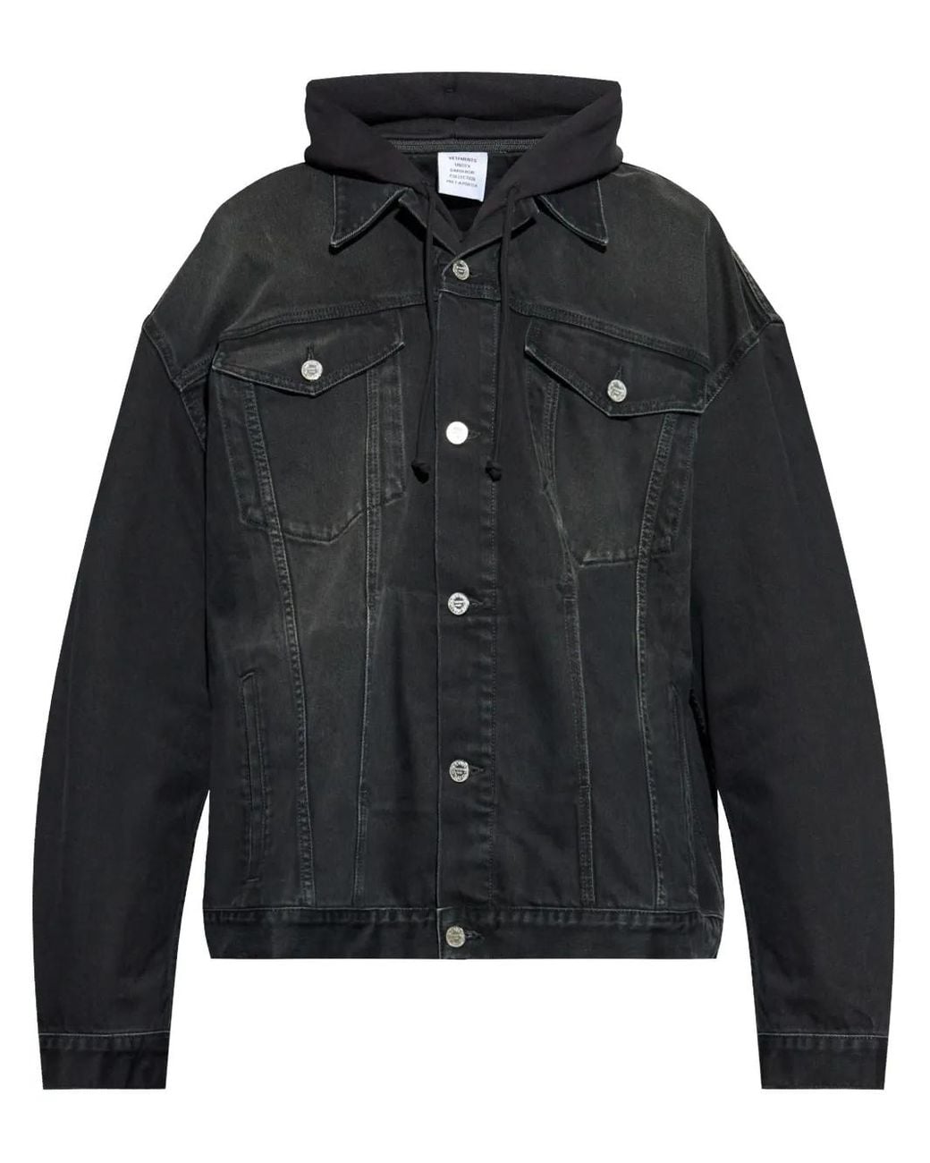 Vetements Black Hooded Denim Jacket for men