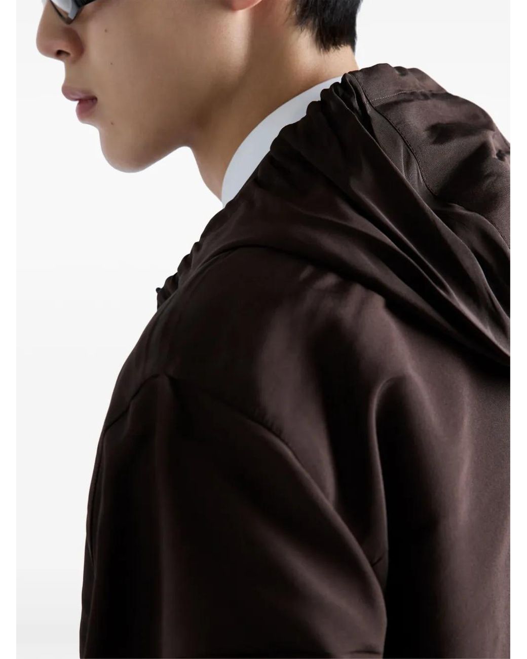 Abrigo con capucha Prada de hombre de color Brown