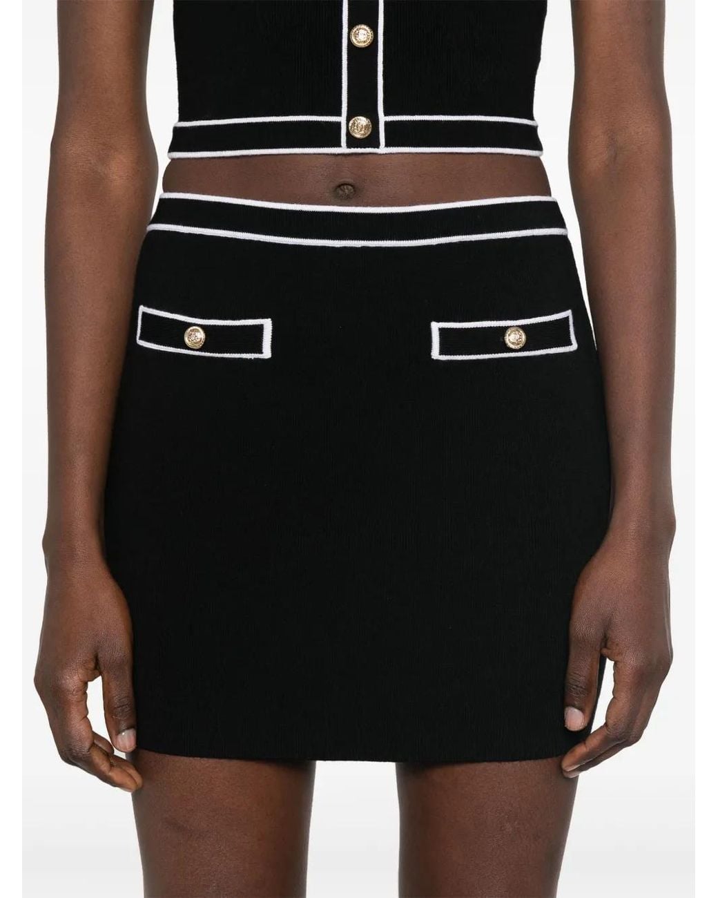 Alice + Olivia Black Kipp Knit Mini Skirt With Pockets