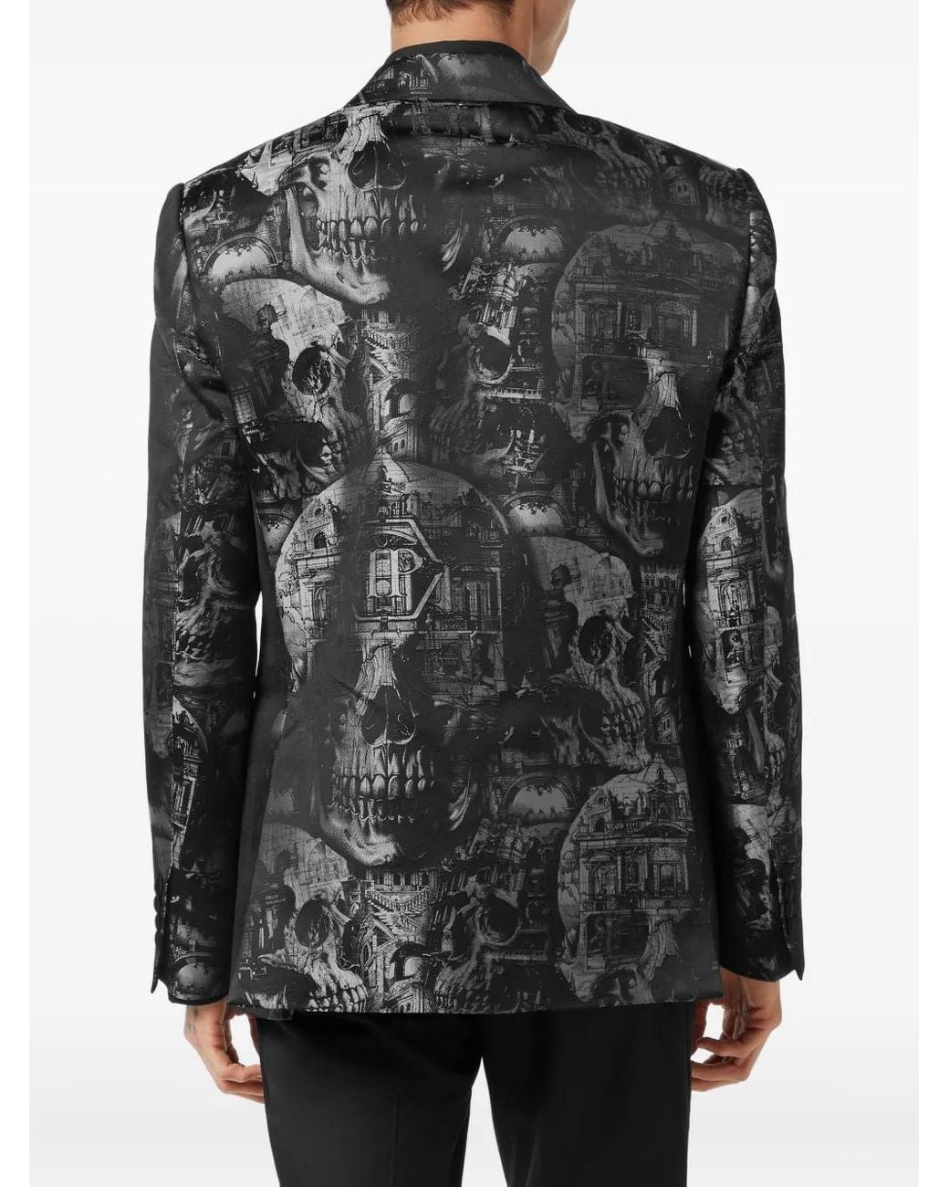 Philipp Plein Black Jacquard Blazer Lord Fit Skull for men