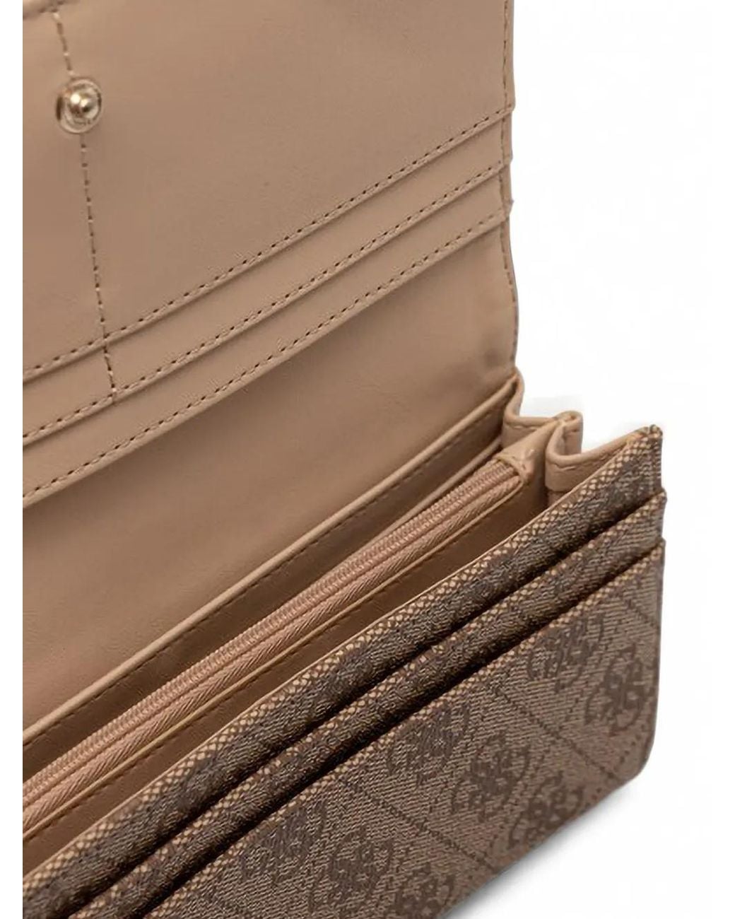 Guess Brown Yvonne Monogram-Print Logo-Plaque Wallet