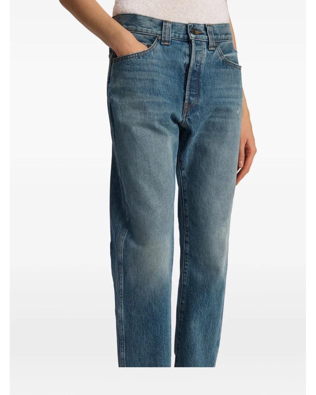 Khaite Blue Relaxed Bow Leg Jeans
