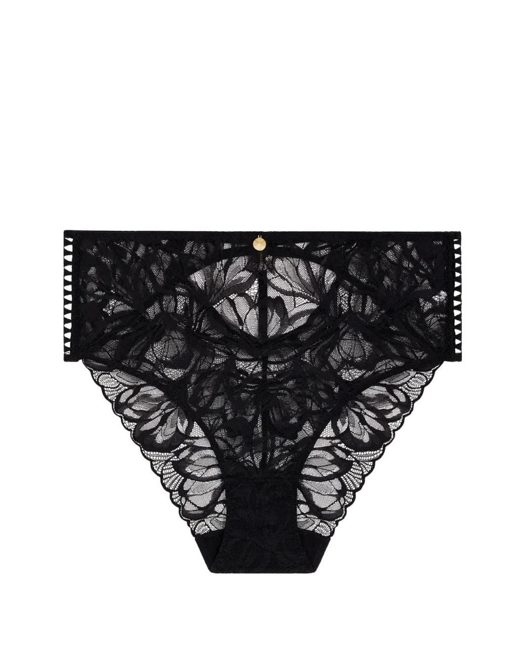 Aubade Black After Hours High-Waist Lace-Embroidered Briefs
