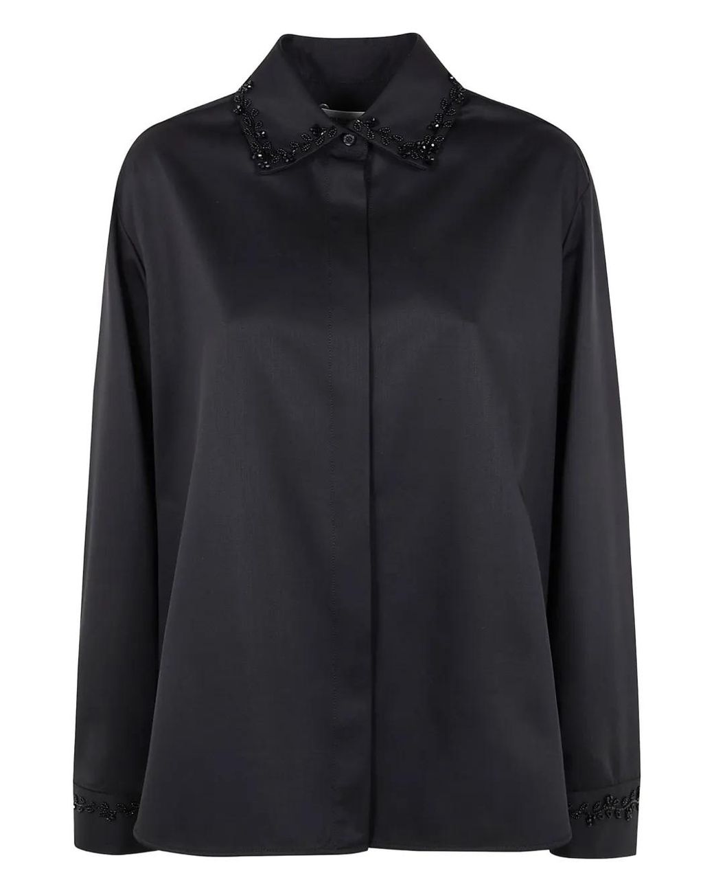 Golden Goose Deluxe Brand Black Wool Twill With Floral Embroidery