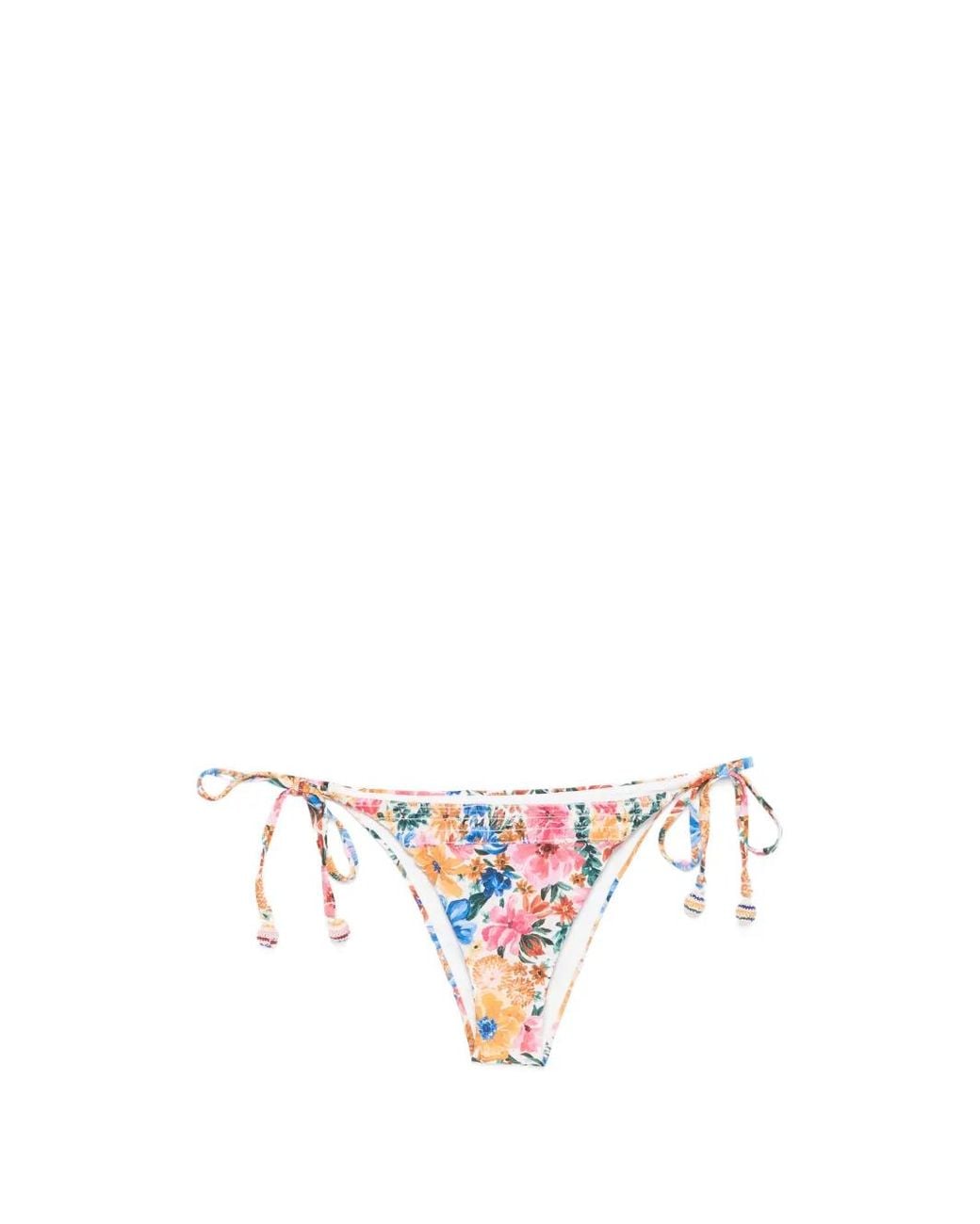 Farm Rio White Floral-Print Tie-Side Bikini Bottom
