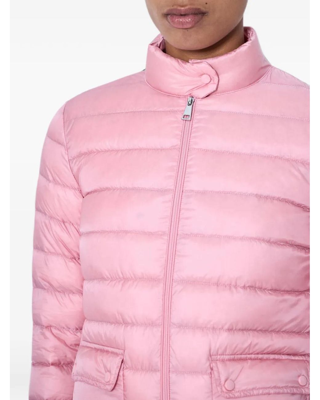 Moncler Pink Logo-Patch Padded Jacket