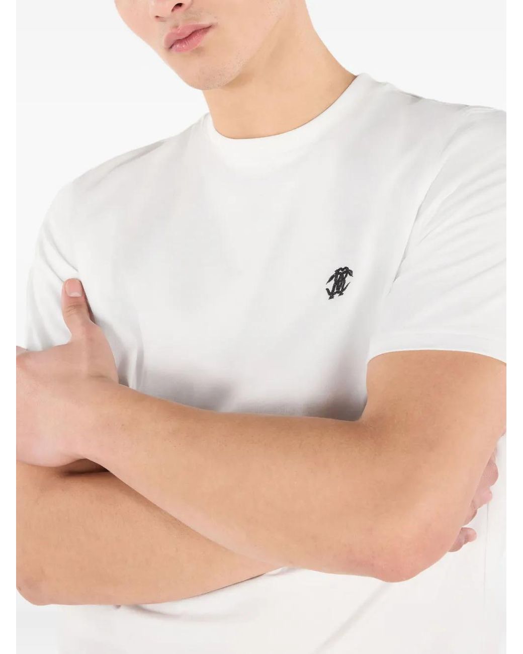 Roberto Cavalli White Embroidered-Logo T-Shirt for men