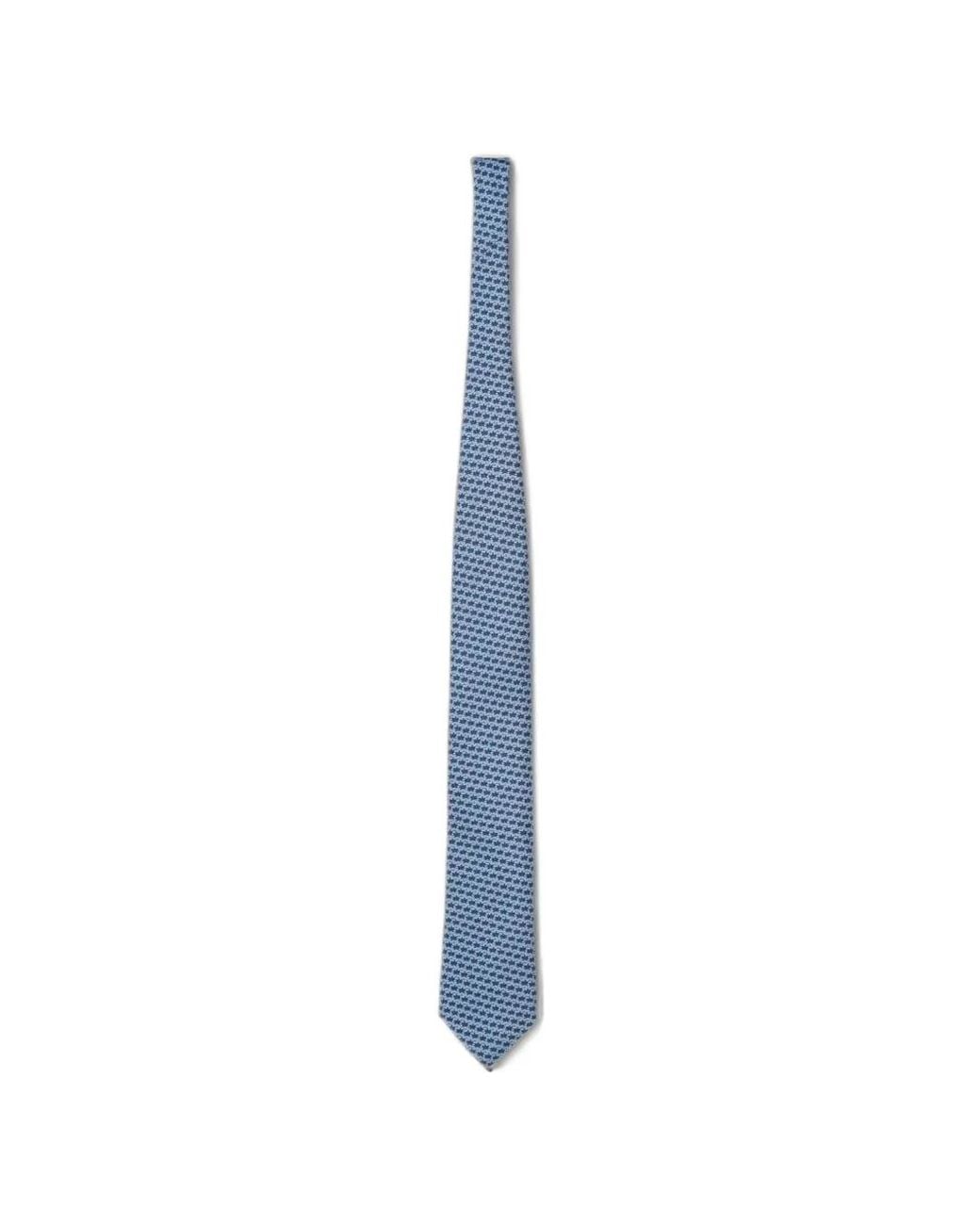 Zegna Blue Palm-Print Silk Tie for men
