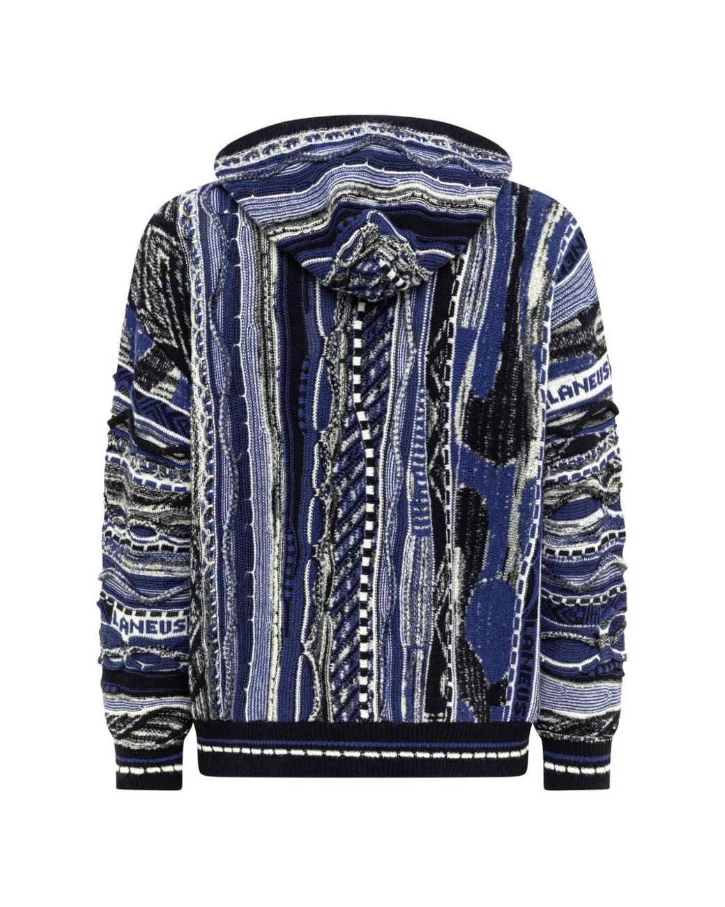 Laneus Blue Jacquard Boxy-Fit Hoodie for men