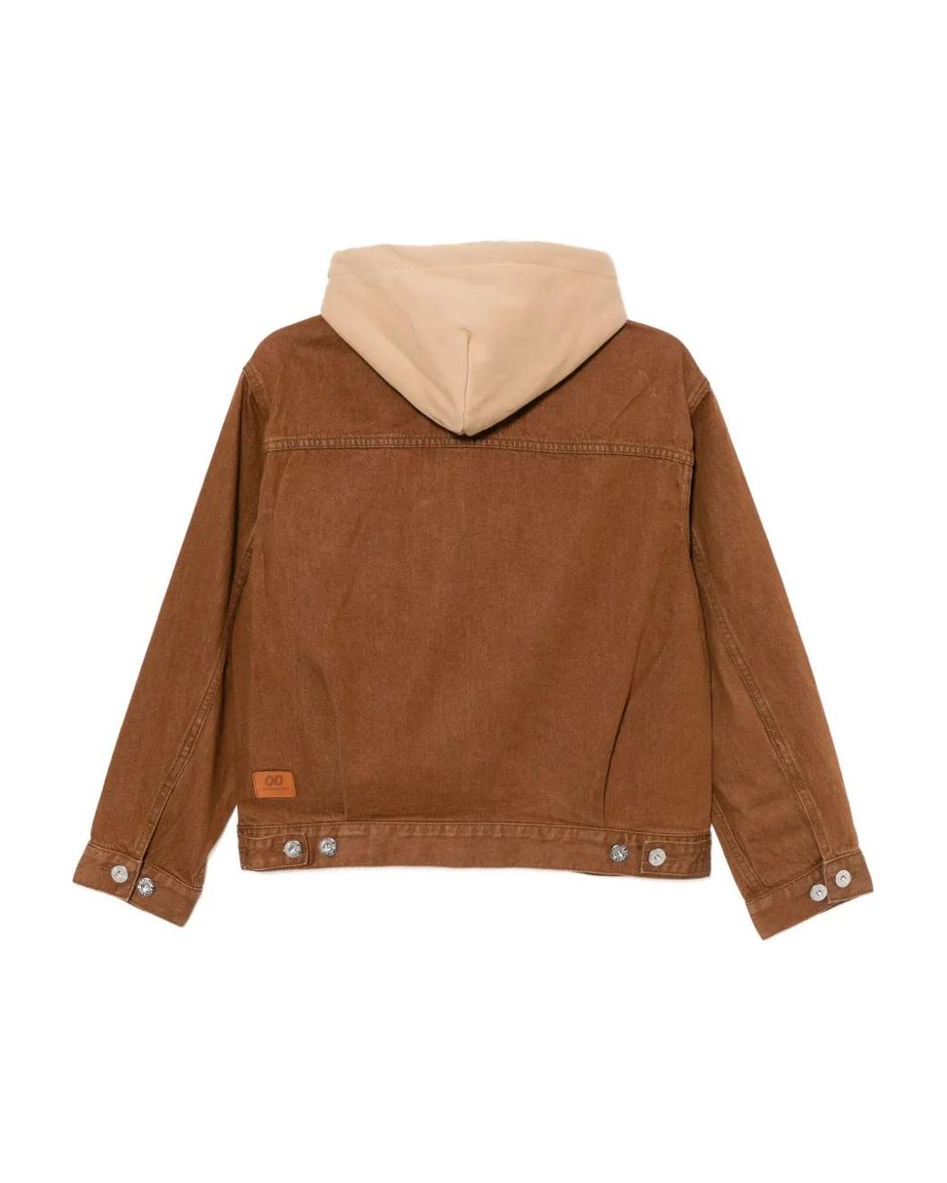 Chocoolate Brown Logo-Patched Denim Jacket