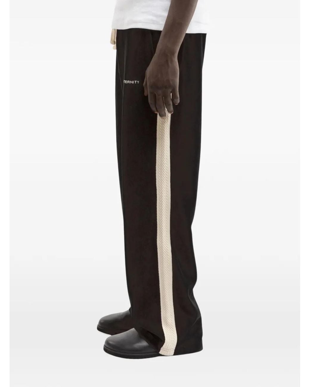RETERNITY Black Studio Side-Stripe Track Pants for men