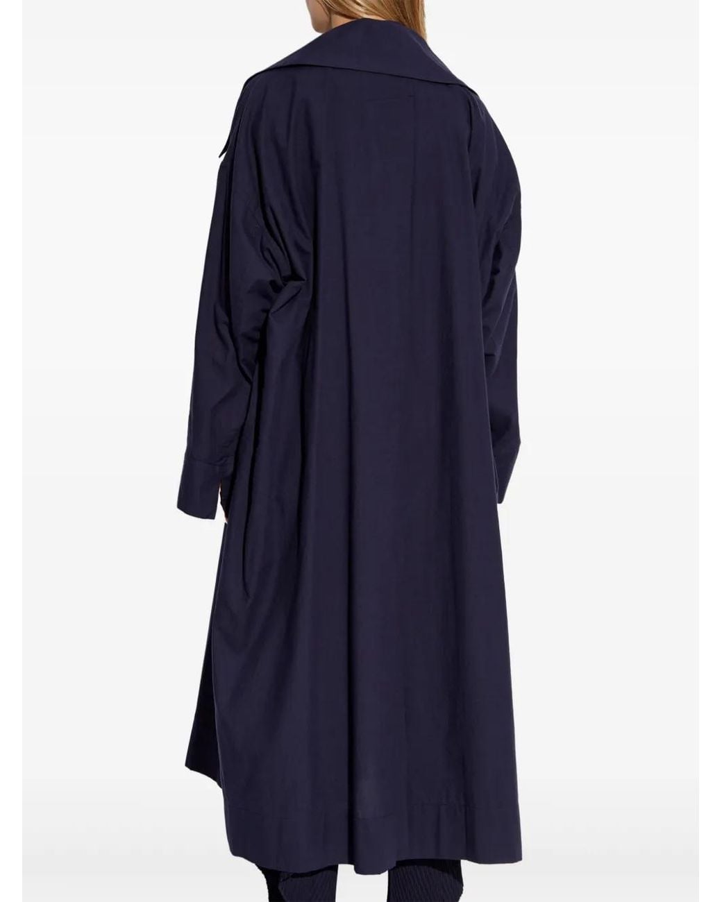Issey Miyake Blue Cotton Trench Coat