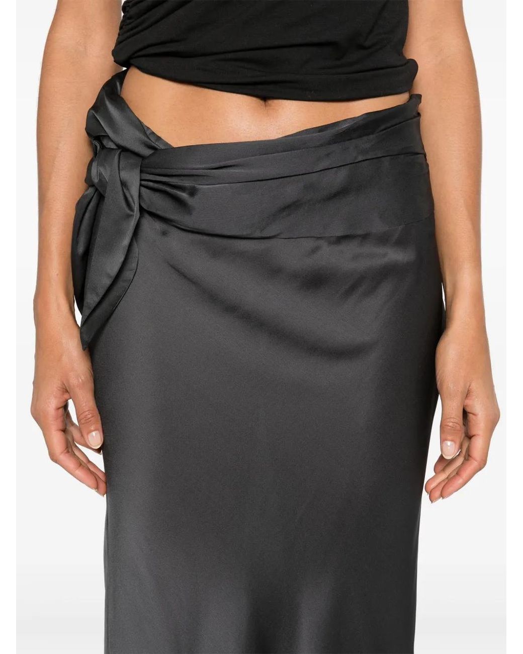 Christopher Esber Gray Wrapped Silk Skirt