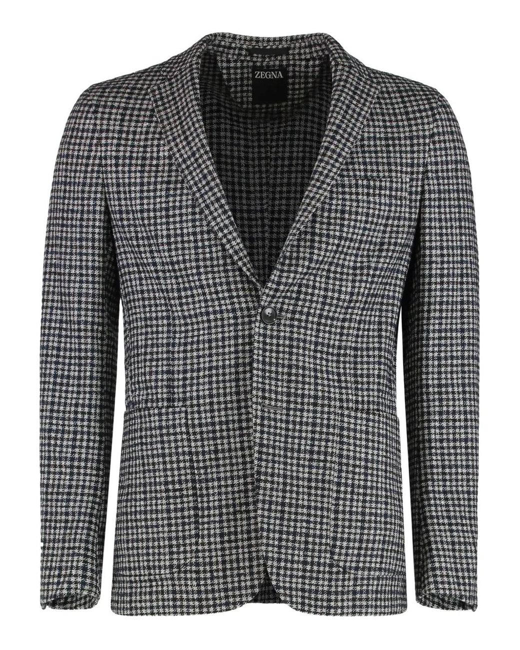 Zegna Black Wool And Mulberry Silk Blazer for men