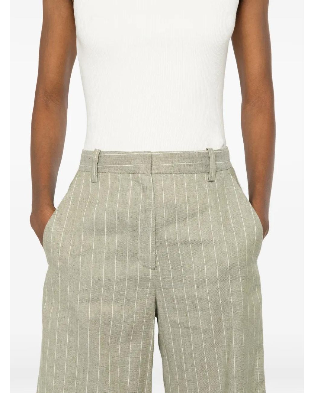 Maje White Linen-Blend Suit Trousers