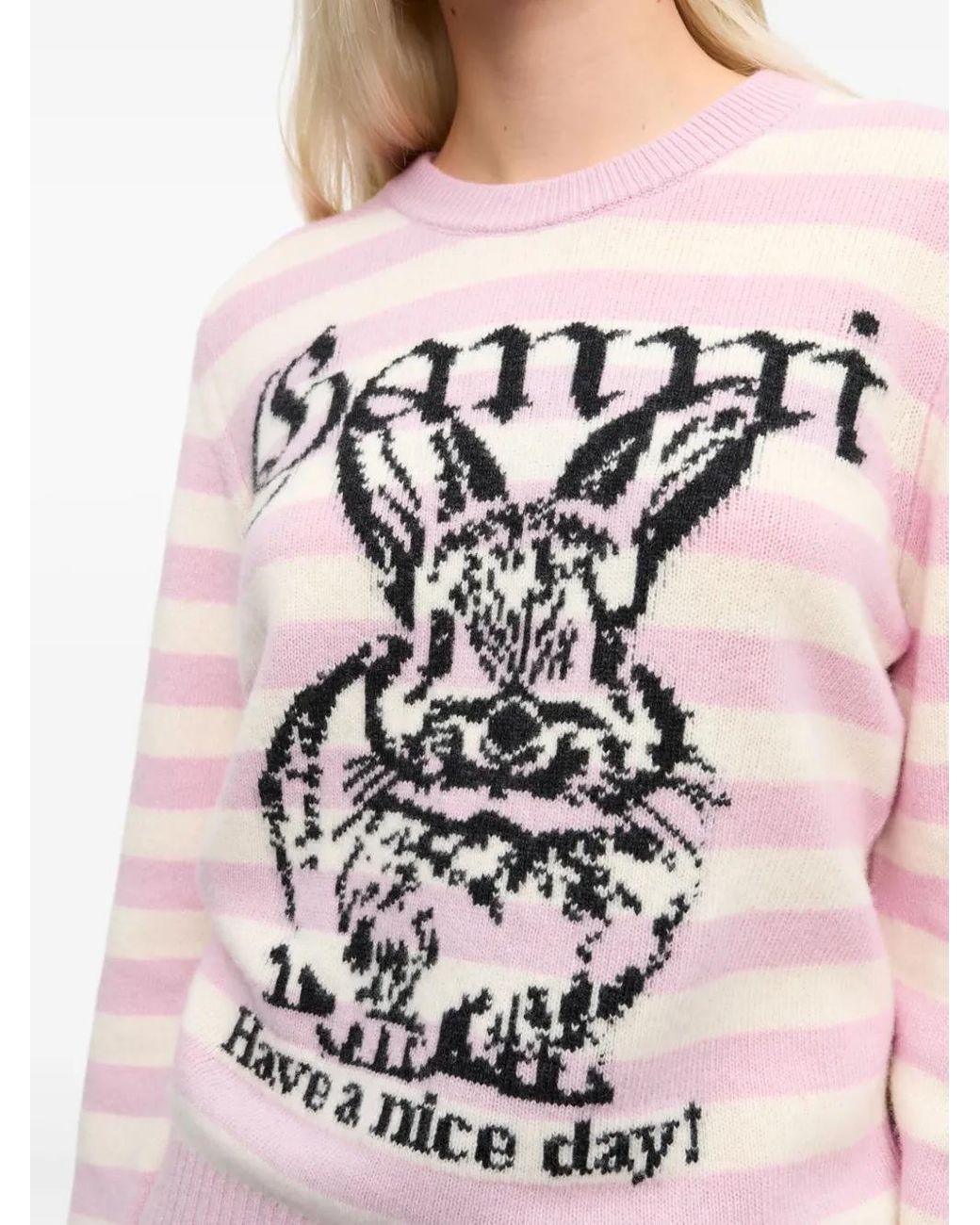 Ganni Intarsia Trui in het Pink